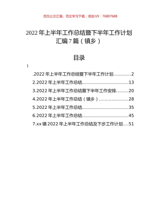 2022年上半年工作总结暨下半年工作计划汇编7篇（镇乡）.docx