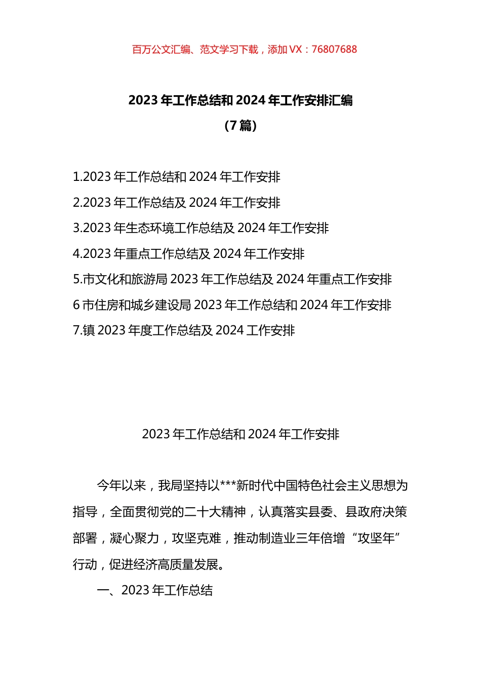 2023年工作总结和2024年工作安排汇编.docx_第1页