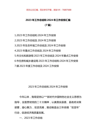 2023年工作总结和2024年工作安排汇编.docx