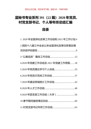 （22篇）2020年党员、村党支部书记、个人等年终总结汇编.docx