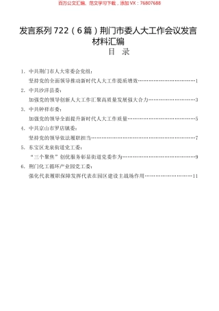 （6篇）荆门市委人大工作会议发言材料汇编.docx