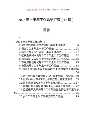 2023年上半年工作总结汇编（15篇）.docx