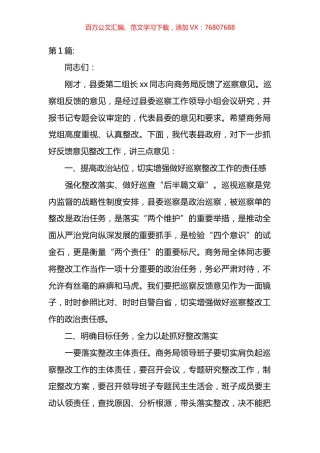 巡察反馈会主持词汇编（10篇）.docx