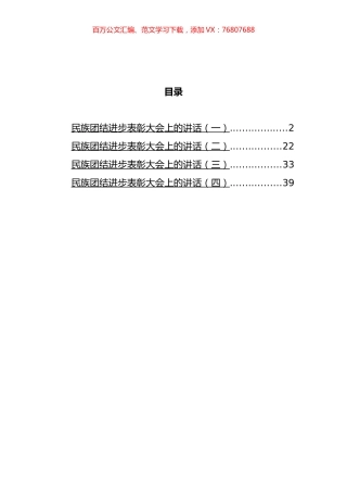 民族团结进步表彰大会上的讲话汇编.docx