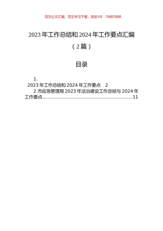 2023年工作总结和2024年工作要点汇编（2篇）.docx