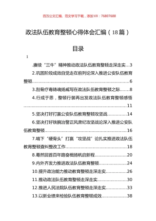 政法队伍教育整顿心得体会汇编（18篇）.docx