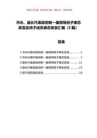领导班子表态发言及班子成员表态发言汇编（5篇）.docx