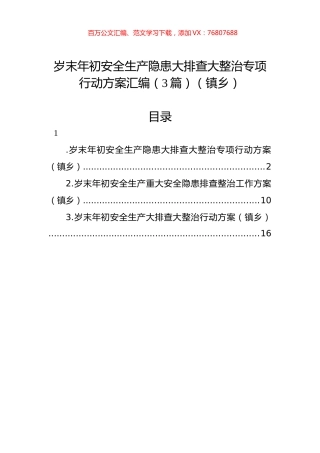 岁末年初安全生产隐患大排查大整治专项行动方案汇编（3篇）（镇乡）.docx