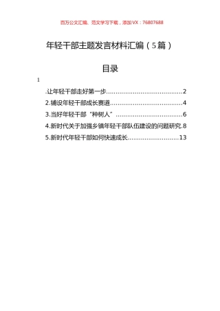 年轻干部主题发言材料汇编.docx