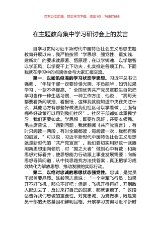 在主题教育集中学习研讨会上的发言.docx