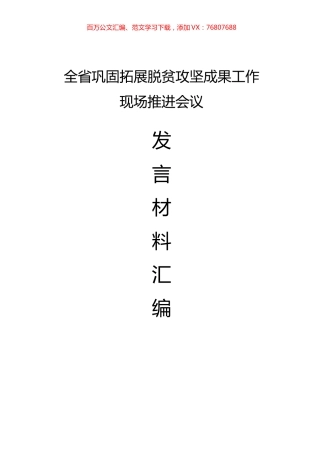 全省巩固拓展脱贫攻坚成果工作现场推进会议发言材料汇编.docx