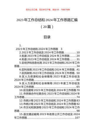 2023年工作总结和2024年工作思路汇编（20篇）.docx