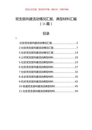 党支部共建活动情况汇报、典型材料汇编（11篇） (3).docx