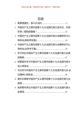 中国共产主义青年团第十九次全国代表大会学习心得汇编（18篇）.docx