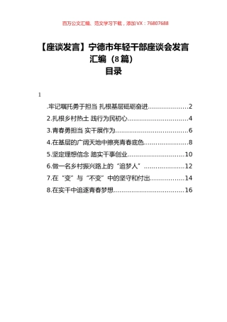 【座谈发言】宁德市年轻干部座谈会发言汇编（8篇）.docx