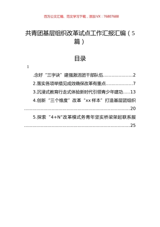 共青团基层组织改革试点工作汇报汇编（5篇）.docx