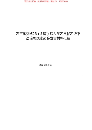 （8篇）深入学习贯彻习近平法治思想座谈会发言材料汇编.docx