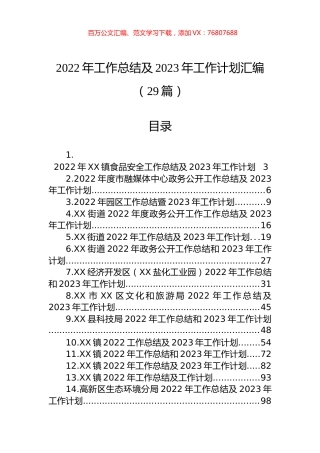 2022年工作总结及2023年工作计划汇编（29篇）.docx