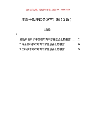 年青干部座谈会发言汇编（3篇）.docx