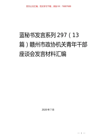 （13篇）赣州市政协机关青年干部座谈会发言材料汇编.docx