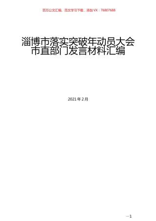 （13篇）淄博市落实突破年动员大会市直部门发言材料汇编.docx