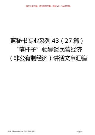 （27篇）“笔杆子”领导谈民营经济（非公有制经济）讲话文章汇编.docx