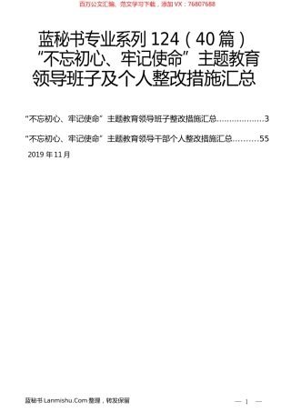 （40篇）“不忘初心、牢记使命”主题教育领导班子及个人整改措施汇总.docx