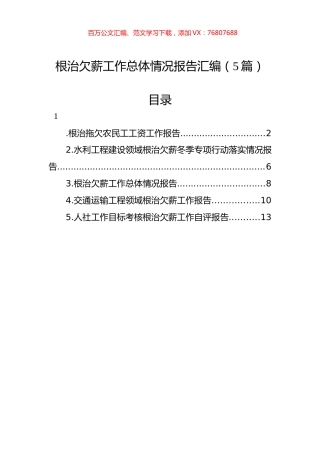 根治欠薪工作总体情况报告汇编.docx
