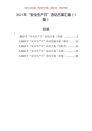 2023年“安全生产月”活动方案汇编（5篇）.docx