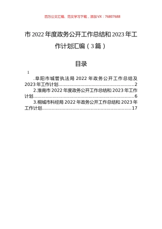 市2022年度政务公开工作总结和2023年工作计划汇编（3篇）.docx