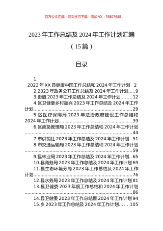 2023年工作总结及2024年工作计划汇编（15篇）.docx