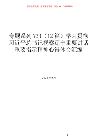 （12篇）学习贯彻习近平总书记视察辽宁重要讲话重要指示精神心得体会汇编.docx