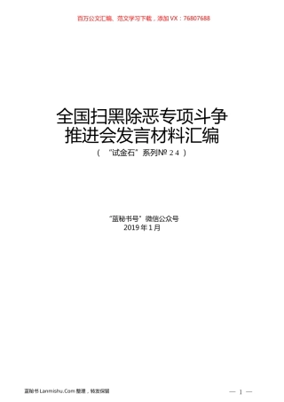 （6篇）全国扫黑除恶专项斗争推进会发言材料汇编.docx