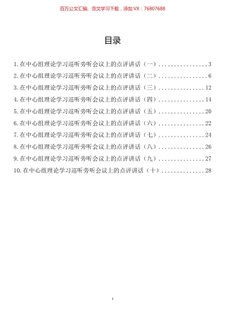 在中心组理论学习巡听旁听会议上的点评讲话汇编（10篇）.docx