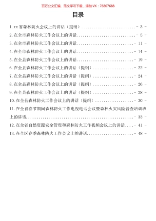 在森林防火会议上的讲话汇编（13篇）.docx