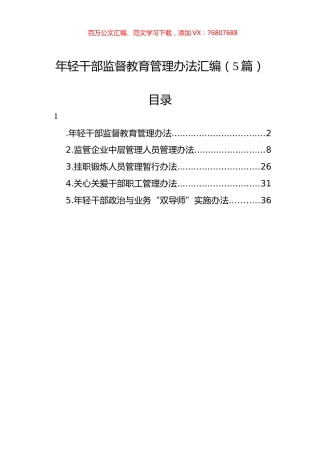 年轻干部监督教育管理办法汇编（5篇）.docx