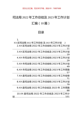司法局2022年工作总结及2023年工作计划汇编（10篇） (2).docx
