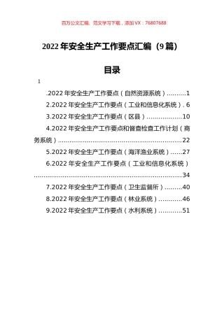 2022年安全生产工作要点汇编（9篇）.docx