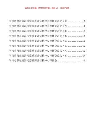 学习总书记青海考察重要讲话精神心得体会汇编（9篇）.docx