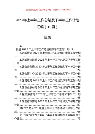 2023年上半年工作总结及下半年工作计划汇编（31篇） (2).docx