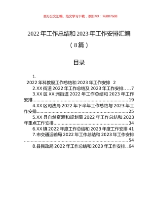 2022年工作总结和2023年工作安排汇编（8篇）.docx