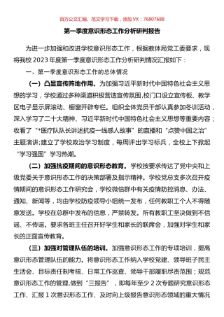 2023年第一季度意识形态工作分析研判报告汇编.docx