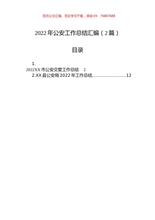 2022年公安工作总结汇编（2篇）.docx