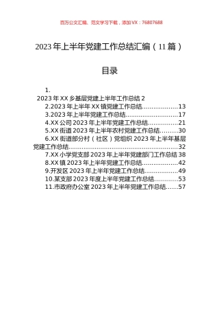 2023年上半年党建工作总结汇编（11篇） (2).docx