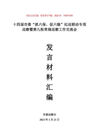 市委巡查办发言材料汇编.docx