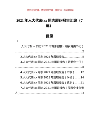 2021年人大代表xx同志履职报告汇编（7篇）.docx