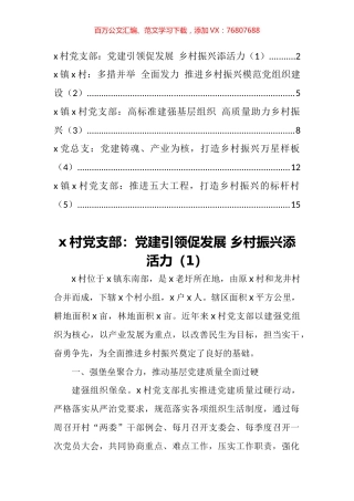 村党支部乡村振兴模范党组织建设工作经验材料汇编.docx