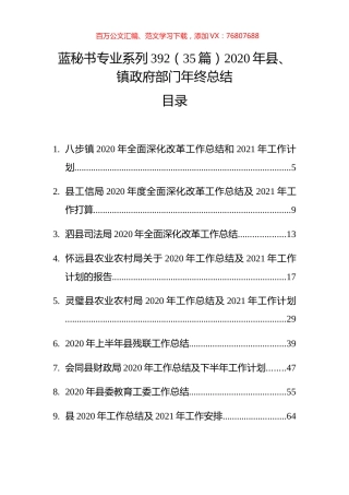 （35篇）2020年县、镇政府部门年终总结.docx