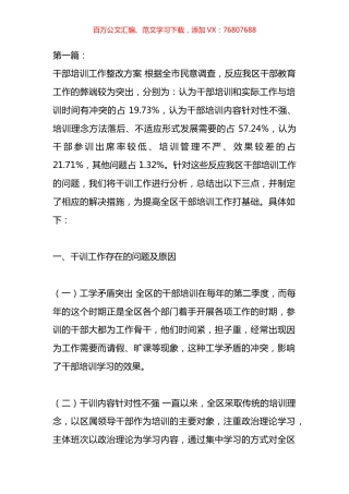 干部培训工作整改方案汇编.docx