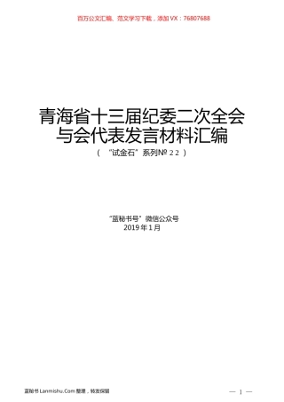 （8篇）青海省十三届纪委二次全会与会代表发言材料汇编.docx